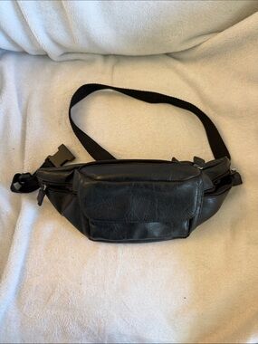 Black Vegan Leather Waist Bag / Fanny Pack
